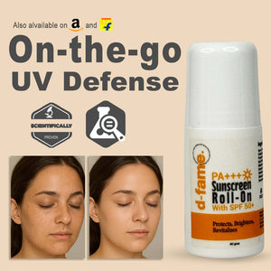 D-Fame Sunscreen Roll-On SPF 50 PA+++ Instant Glow Formula