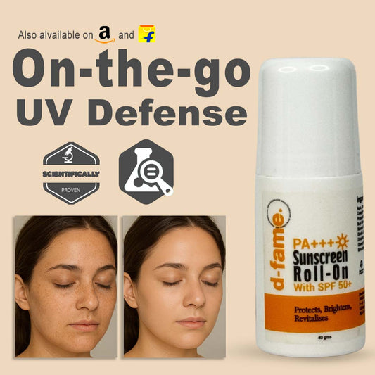 D-Fame Sunscreen Roll-On SPF 50 PA+++ Instant Glow Formula